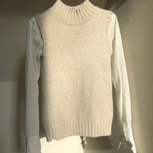 Theory Wool Alpaca oatmeal color Turtle  neck vest | xs-s